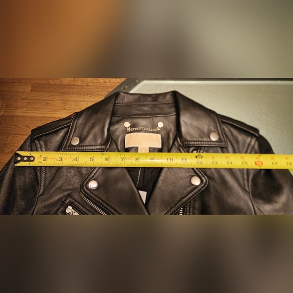 NWT Michael Kors Black Leather Moto Motorcycle Jacket Size Small - Picture 14 of 16